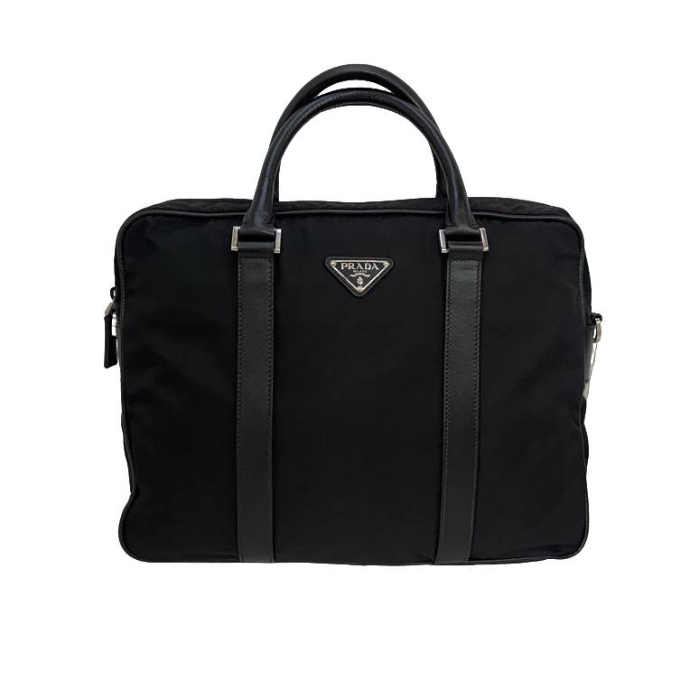 95新 Prada/普拉达 男士休闲时尚百搭尼龙黑色手提包/878