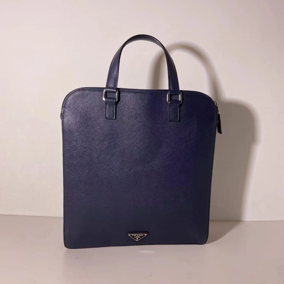 95新 Prada/普拉达 藏蓝色全皮手提包/219