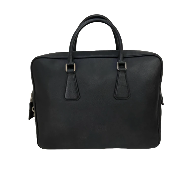 95新 Prada/普拉达 男士休闲时尚百搭全皮十字纹手提包/112