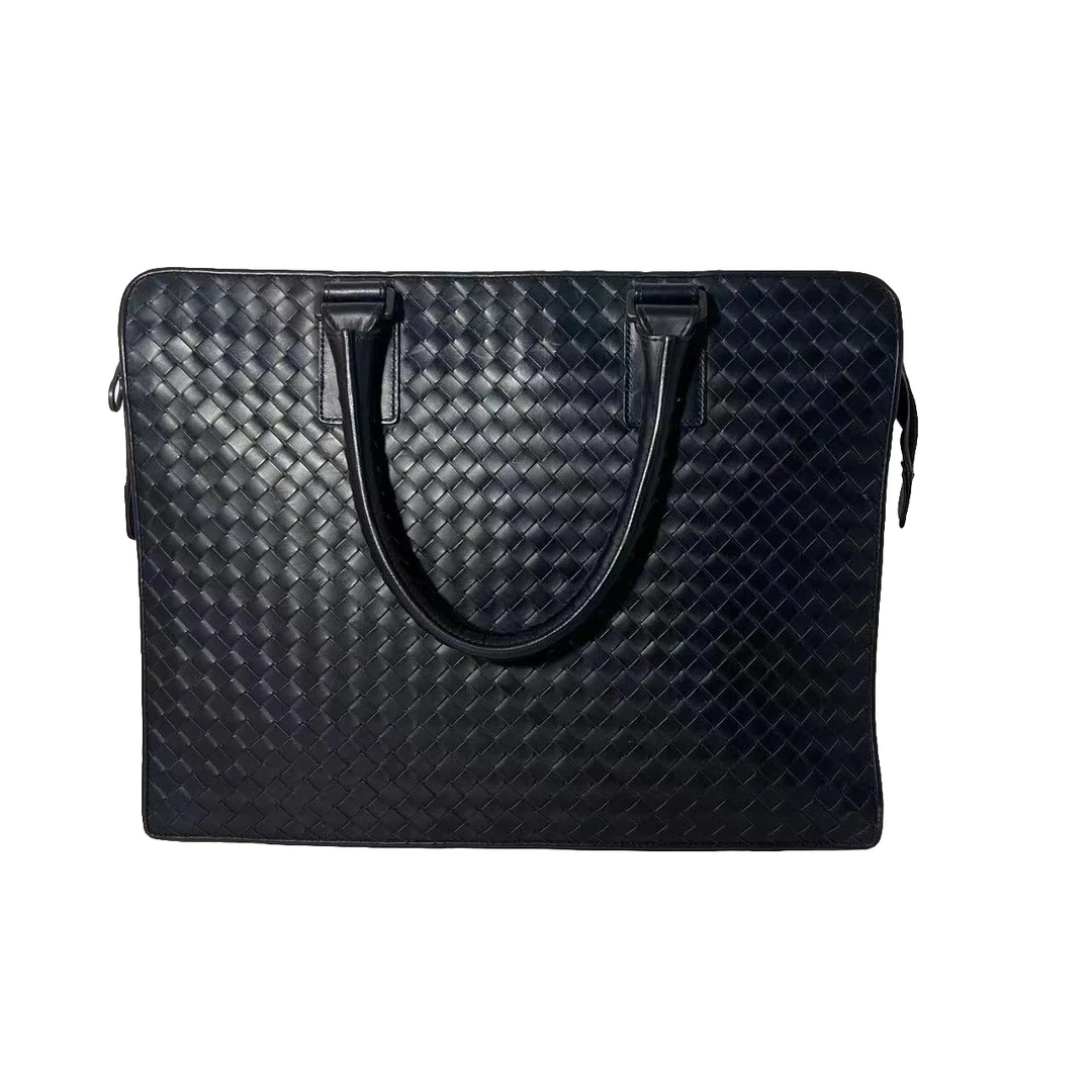 95新 BOTTEGA VENETA/葆蝶家 男士 经典时尚黑色全皮手提包 /1155