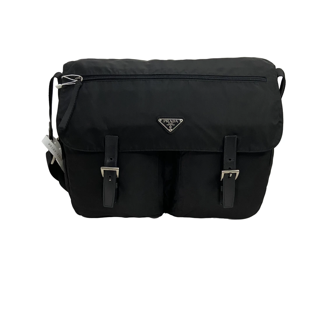 95新 Prada/普拉达 男士休闲时尚百搭尼龙大号翻盖斜挎包/277