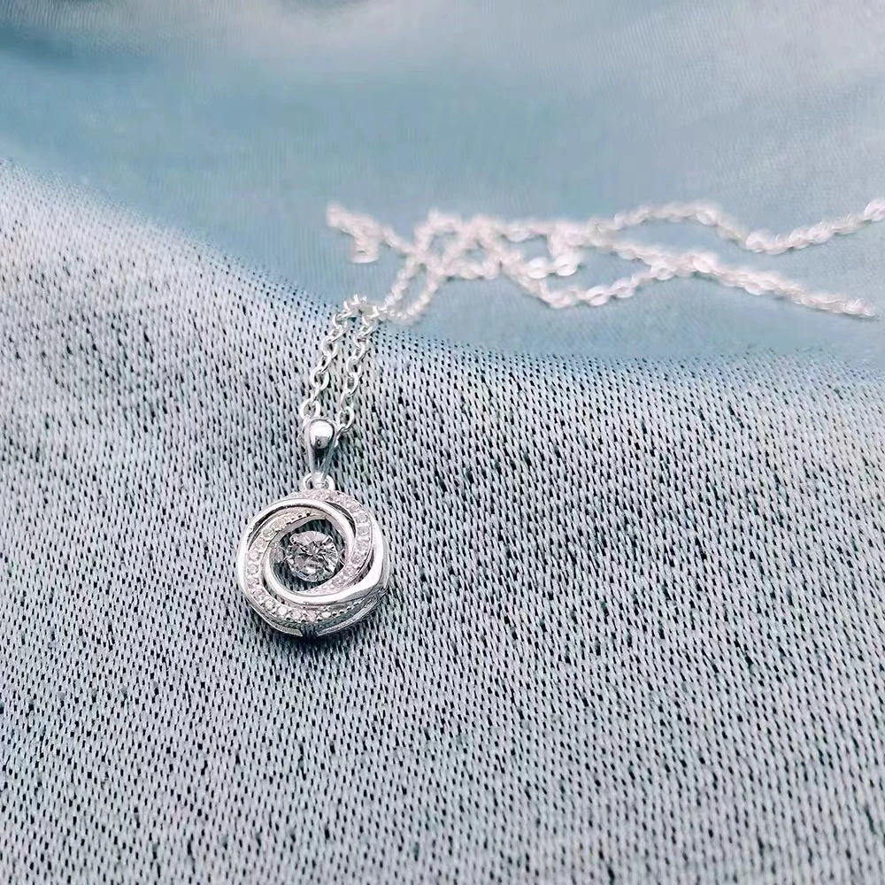 吊坠足银 纯银990灵动圆环吊坠时尚百搭锁骨链气质圈圈简约素款