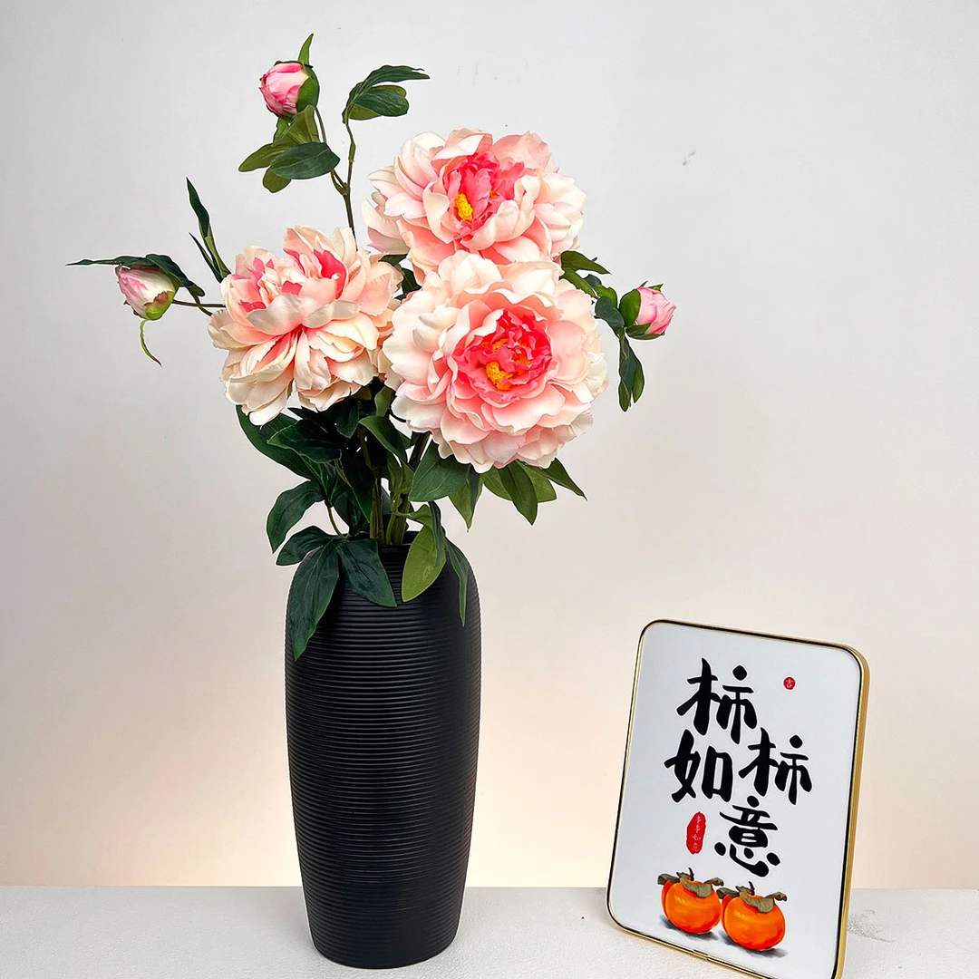 复古优选油画牡丹花仿真花假花欧式高档客厅电视柜壁柜装饰摆件