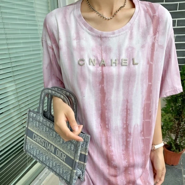 夏季时尚扎染薄款印花透气大码百搭ins纯棉t恤