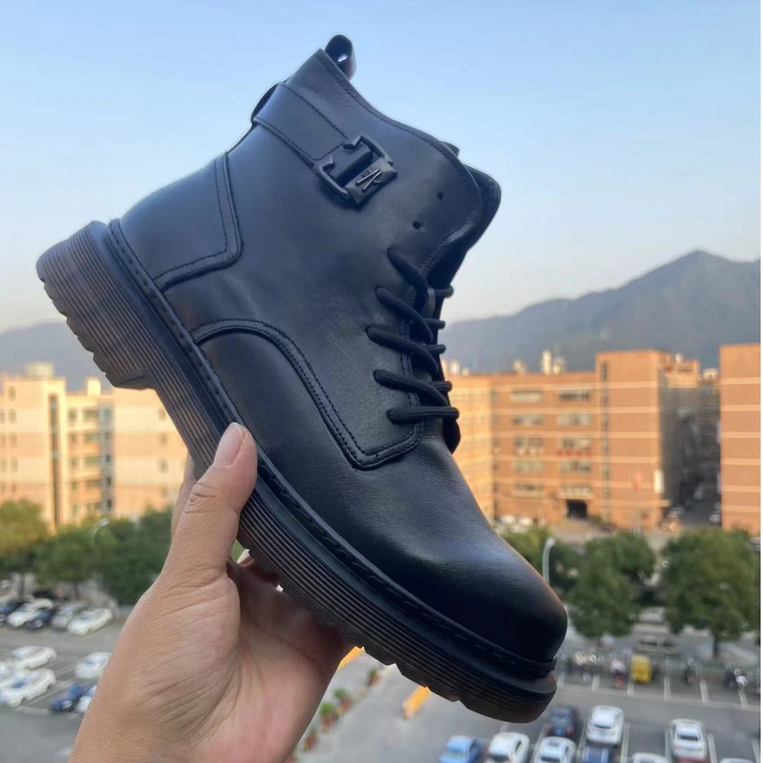 新款秋冬厚底休闲百搭潮流高帮黑色鞋板鞋AZX66714
