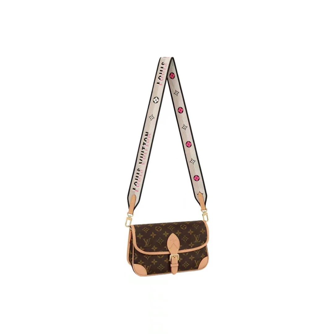 未使用 LouisVuitton/路易威登 法棍米色/玫红肩带包