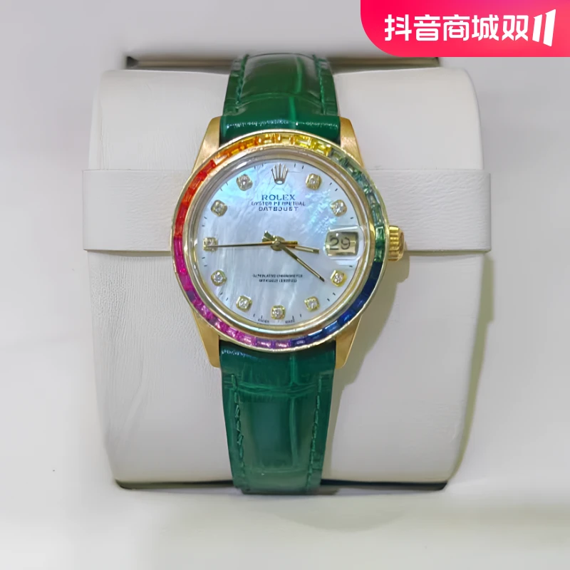 99新 劳力士/贝母盘/日志女表/机械/九月/31盘/梯方彩钻