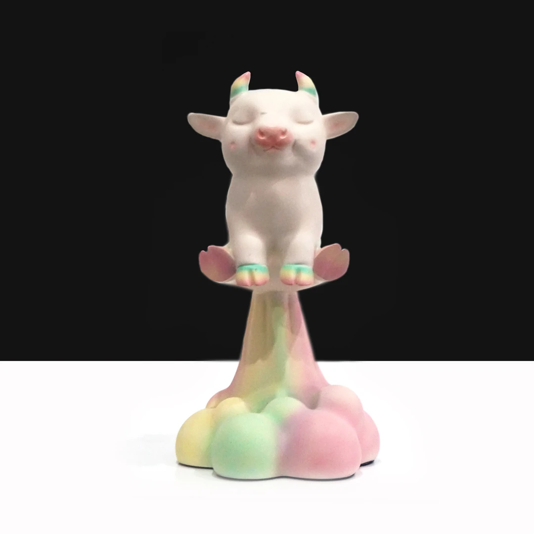 彩虹屁牛气冲天-栾佳齐作品 动物 摆设 可爱 创意 立体摆件工艺品
