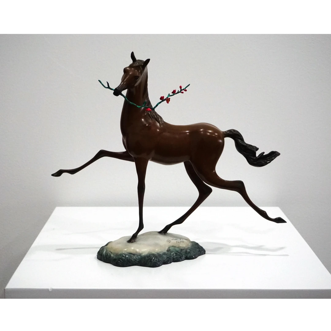 踏雪寻梅Q版-陈灵平作品 动物 创意 简约 书房 茶室工艺品家居