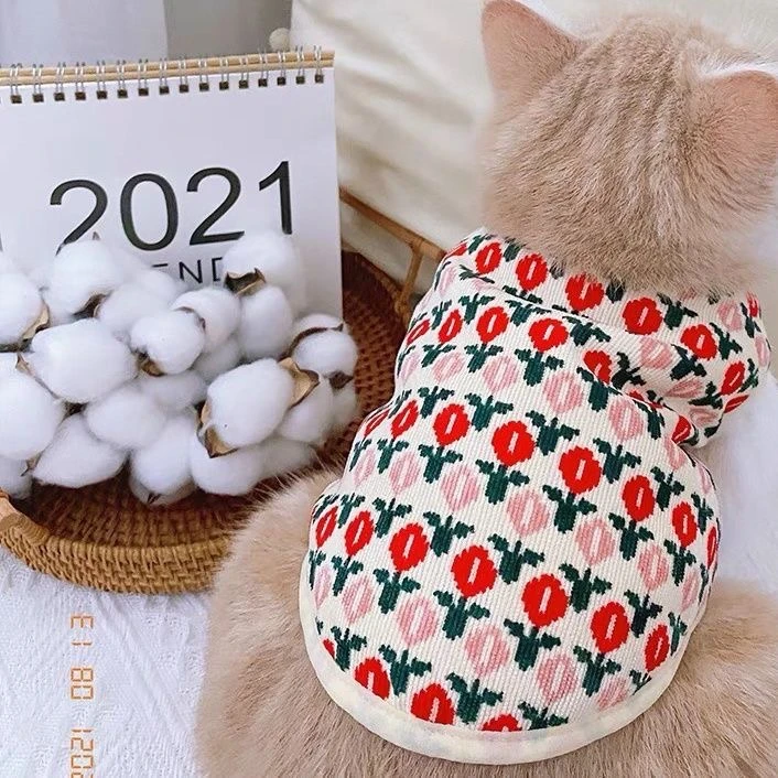 郁金香棉马甲宠物狗狗衣服泰迪比熊小型犬雪纳瑞猫咪秋冬季F857