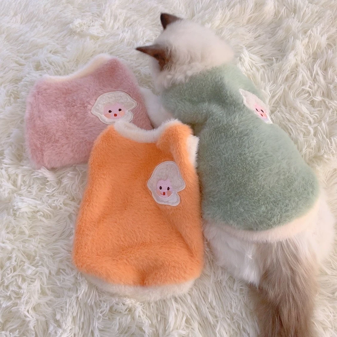 猫咪可爱秋冬季衣服狗狗冬保暖加厚背心防掉毛布偶宠物衣服小型犬