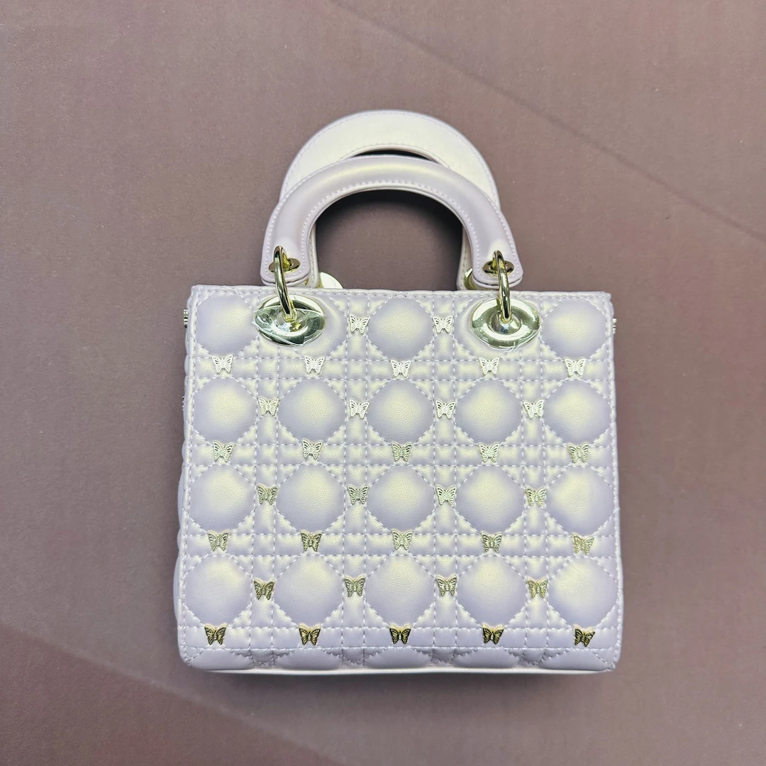 手工打造真皮女包 蝴蝶 4格  粉色