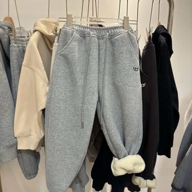 【加厚绒】中大童冬季加绒保暖休闲卫裤韩版百搭灰色休闲裤男童针织