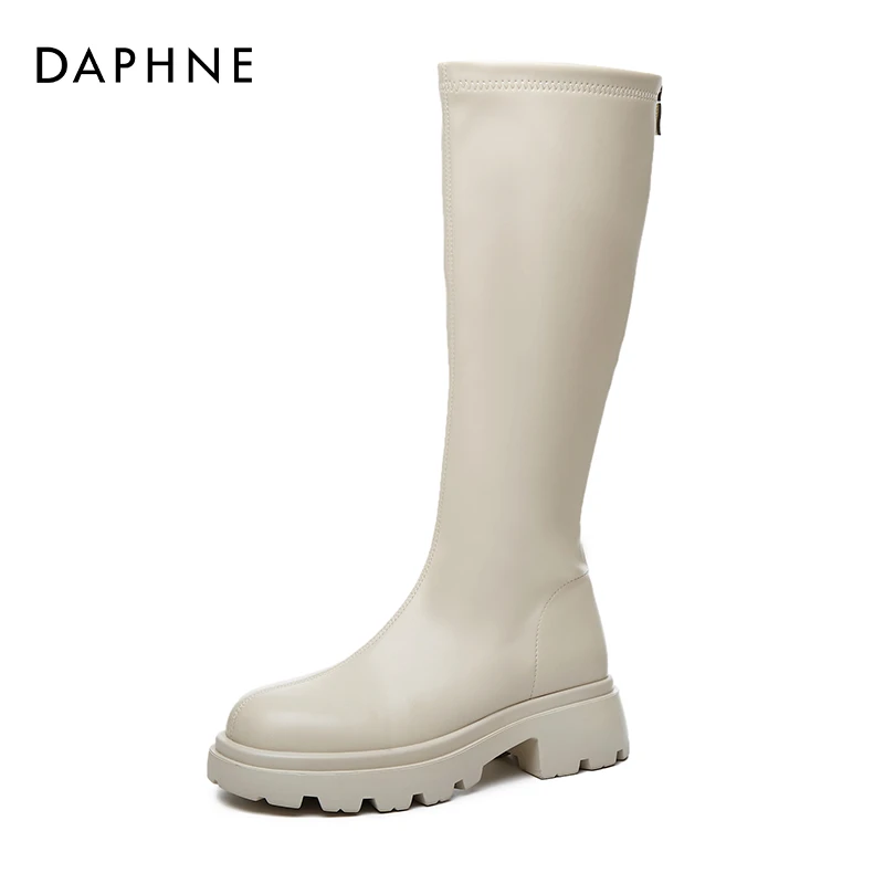 达芙妮长筒靴女2025春季新款厚底长靴不过膝骑士靴女高筒靴子女鞋
