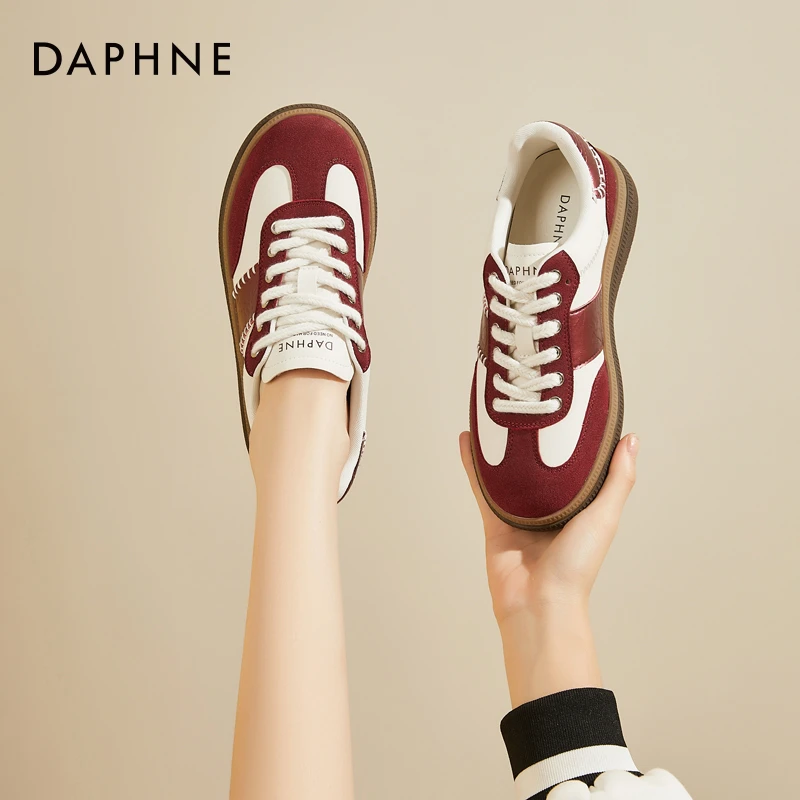 达芙妮复古德训鞋女2025春季新款爆款百搭红色板鞋运动休闲小白鞋