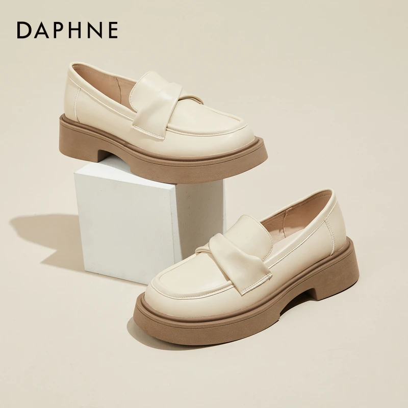 达芙妮韩版复古乐福鞋2025夏季新款一脚蹬小众设计浅口单鞋小皮鞋