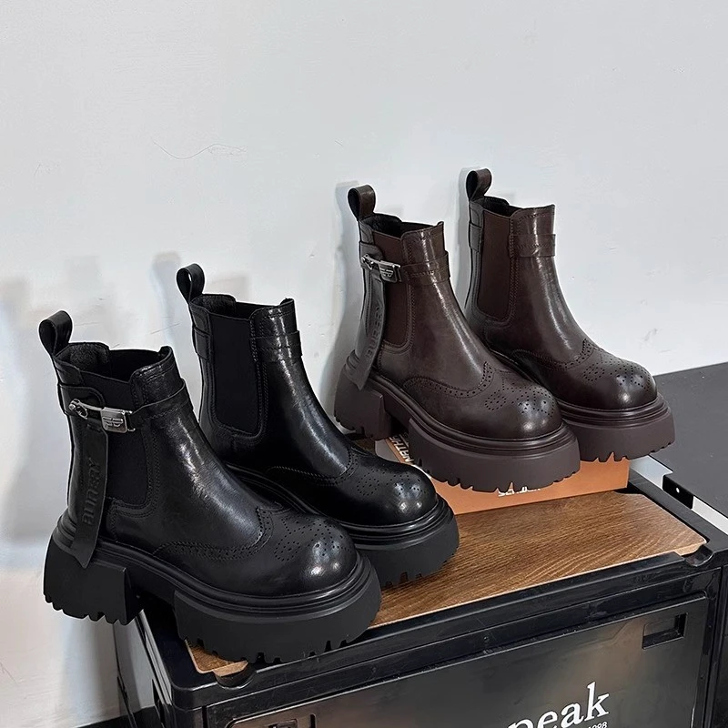2025真皮新款马丁靴女英伦风年秋季秋冬季帅气靴子短靴百搭单靴女