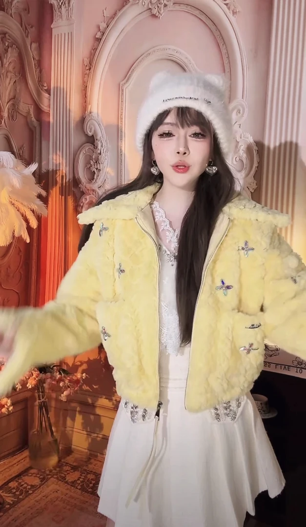 【崔】W0142法式慵懒风毛绒外套女秋冬加厚加绒百搭宽松保暖