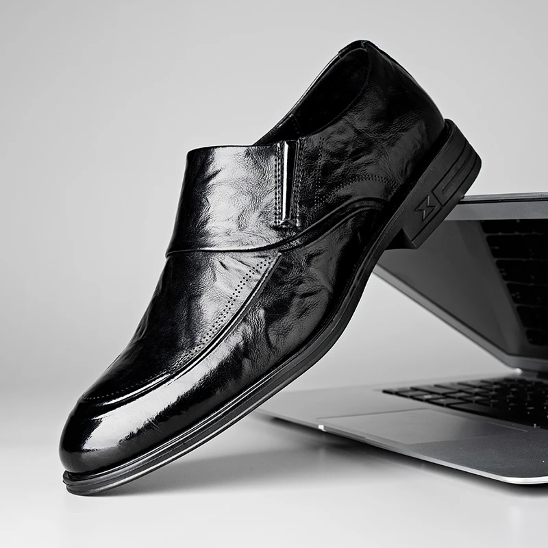 皮鞋男商务正装真牛皮男鞋春秋夏季透气软底牛皮鞋子男士休闲皮鞋