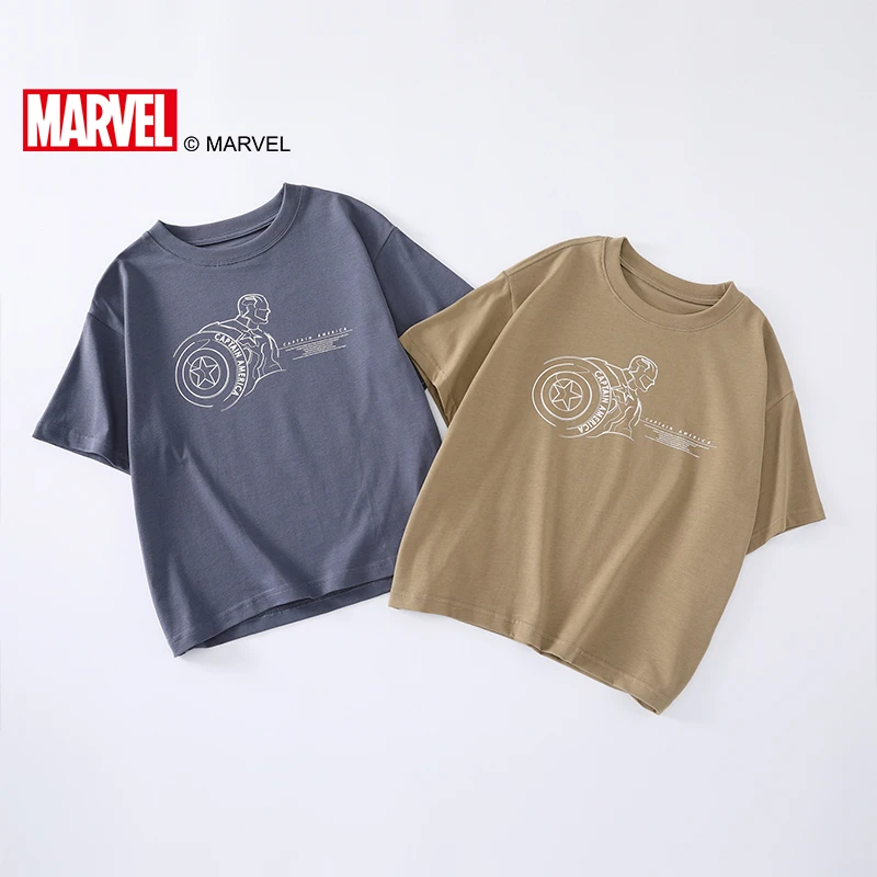 MARVEL/漫威童装夏季新款男童城市英雄美国队长宽松休闲儿童短袖