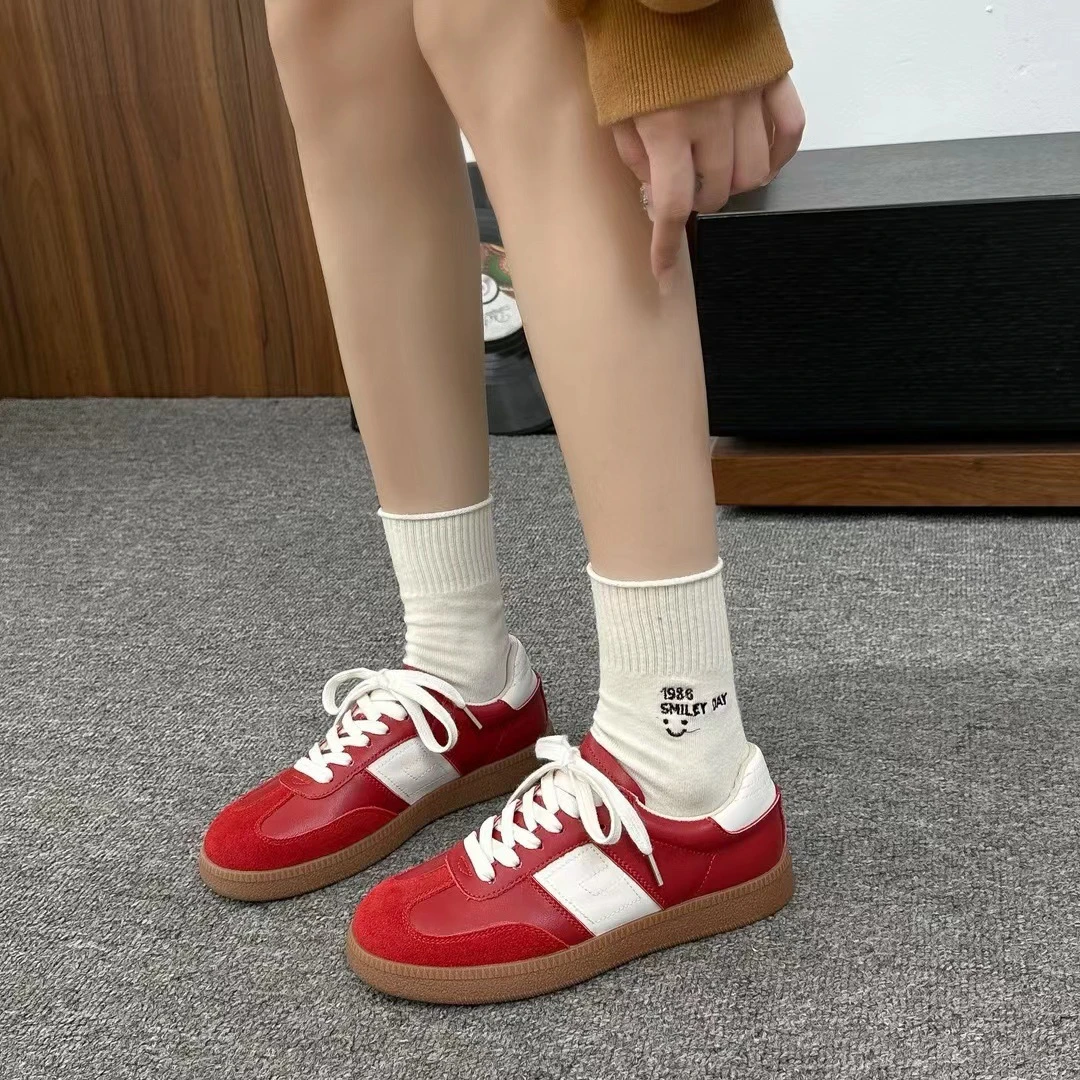 复古德训阿甘鞋女2024夏秋新款真皮软鞋底板鞋轻便百搭休闲运动鞋