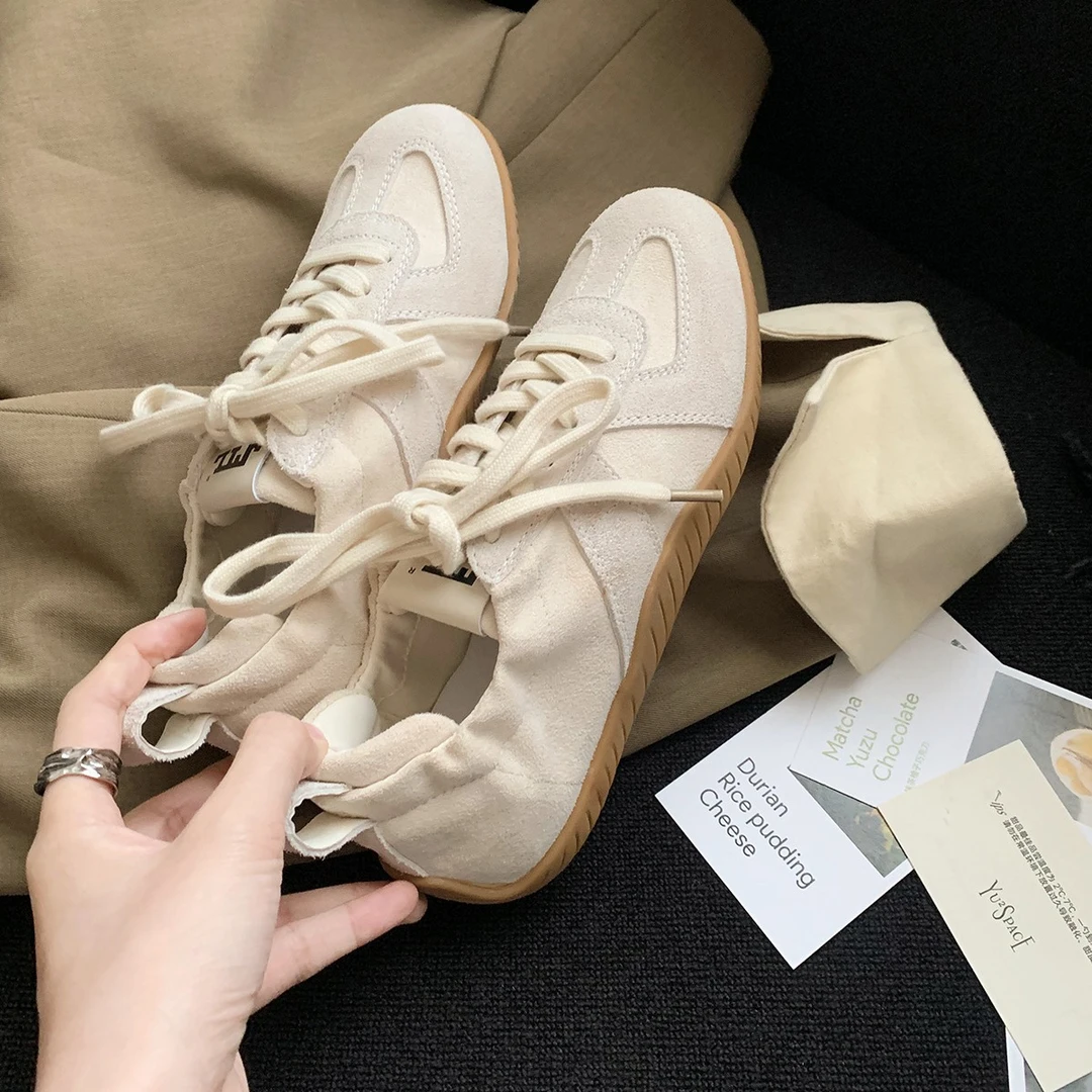 真皮休闲鞋女2024秋季爆款可踩跟减龄圆头复古柔软芭蕾德训鞋板鞋