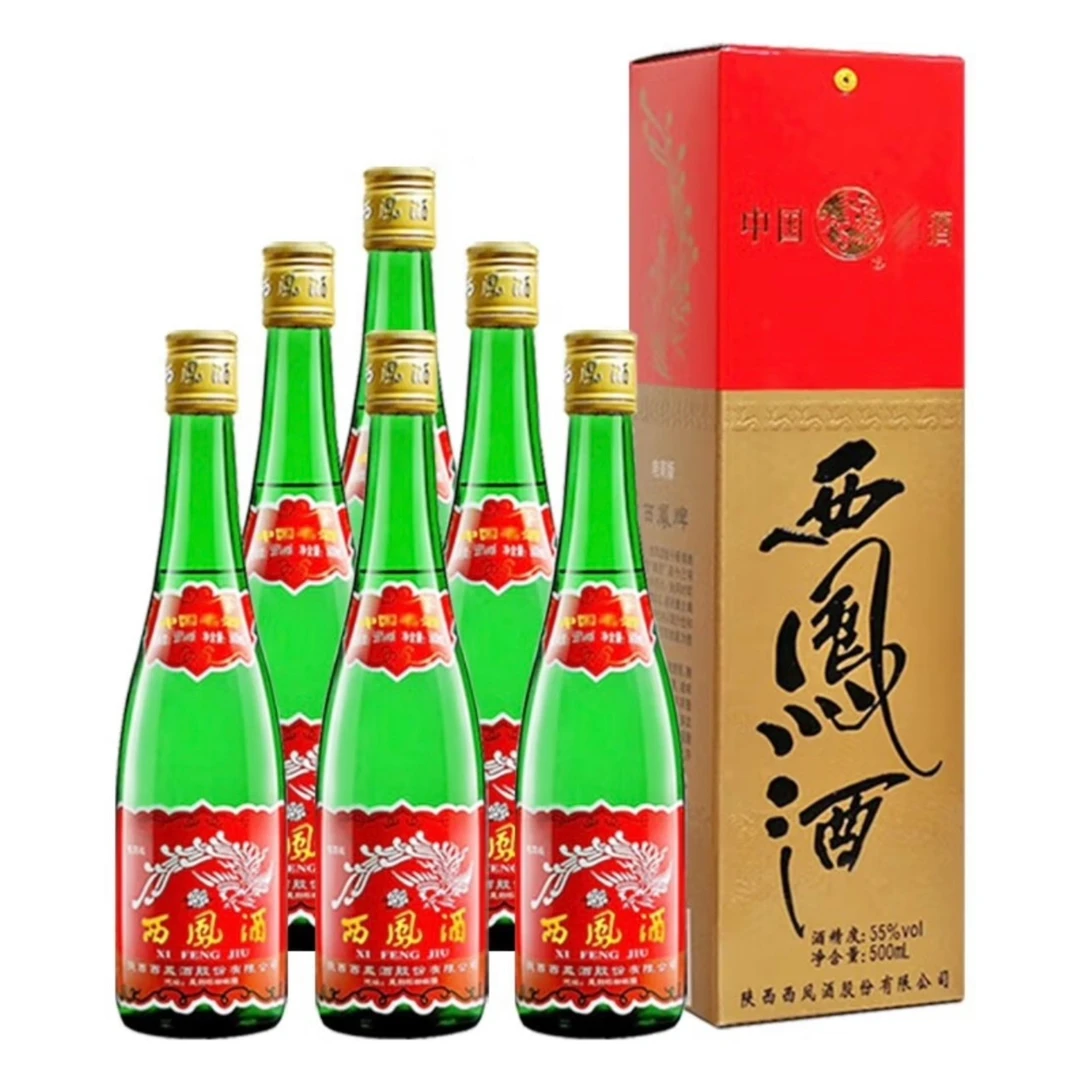 西凤酒白酒老绿瓶500ml×6瓶古法工艺醇香清香酿造送礼宴请酒香