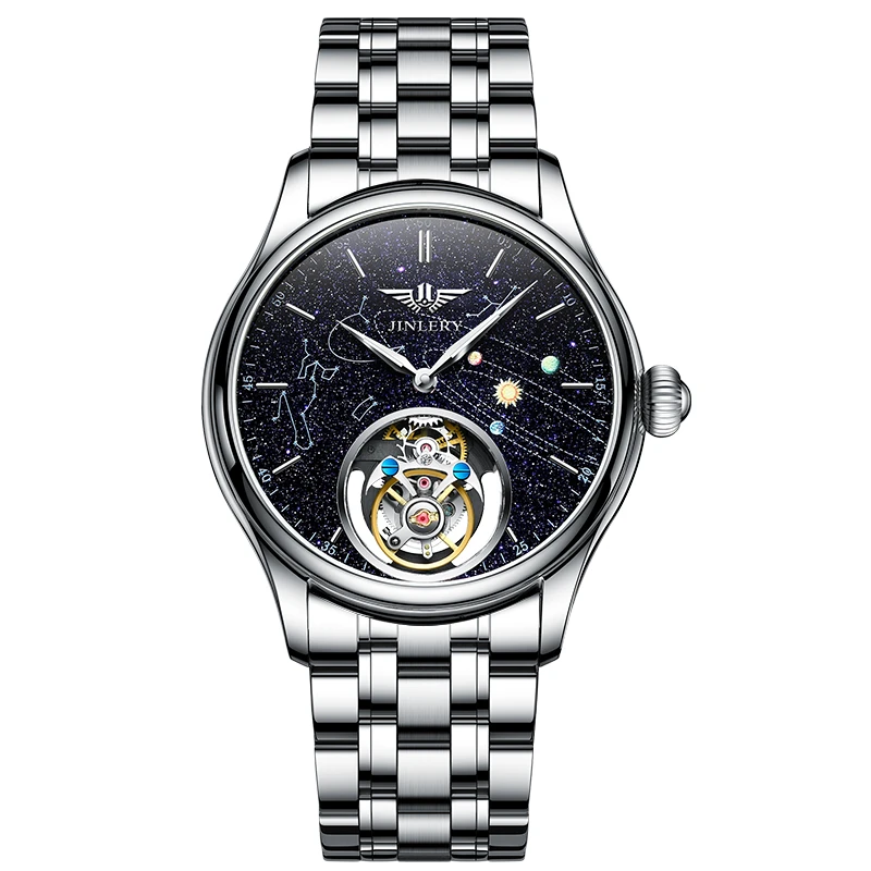 精利正品陀飞轮镂空男士机械轻奢星空休闲男表XDD