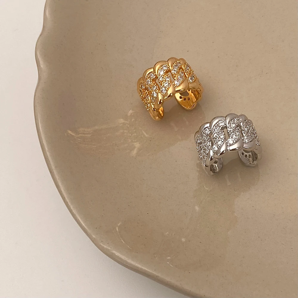 铜合金耳饰 微镶锆石耳夹无耳洞女高级感小众设计简约轻奢耳饰ins