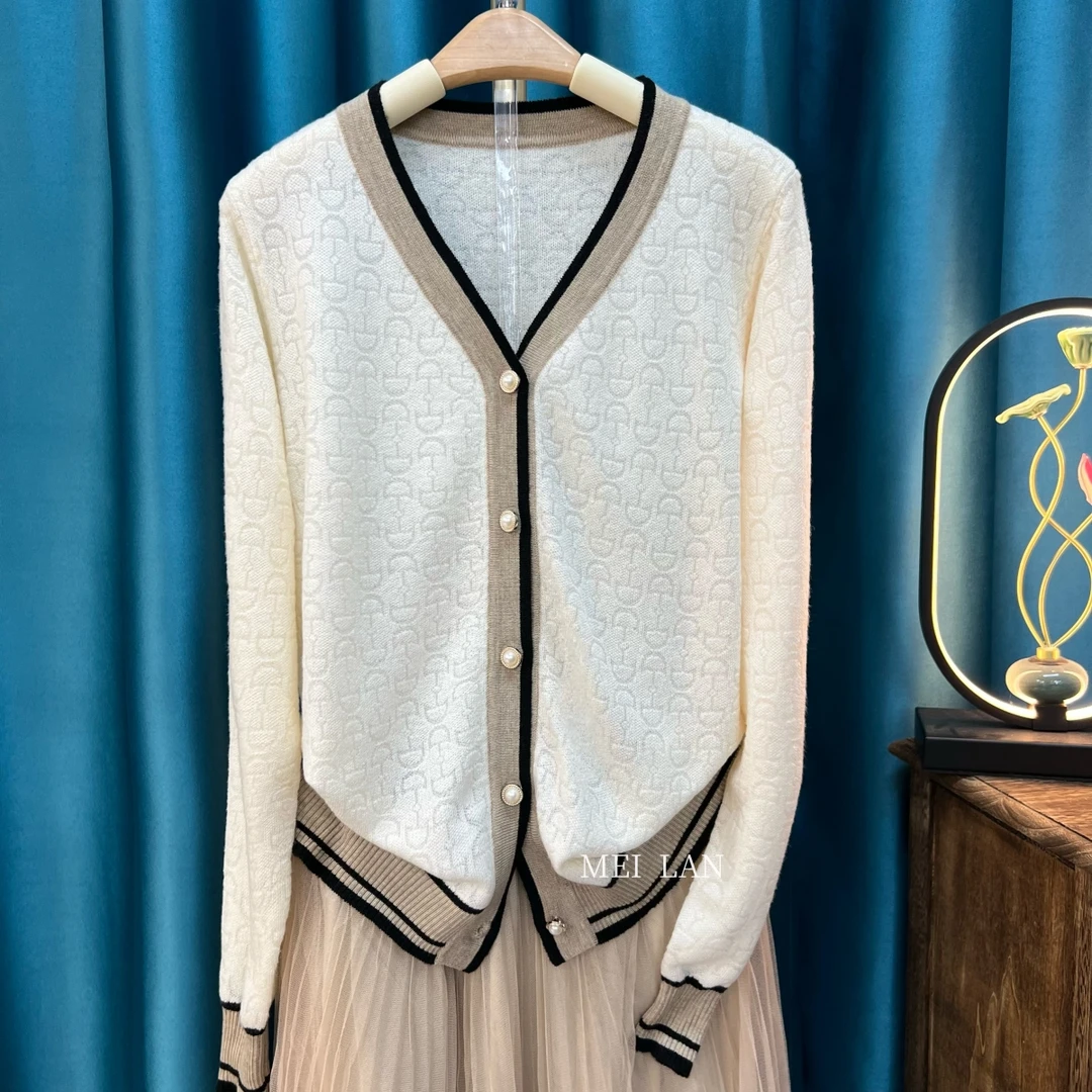 【A018】法式轻奢时尚V领气质百搭毛衣针织衫开衫外套