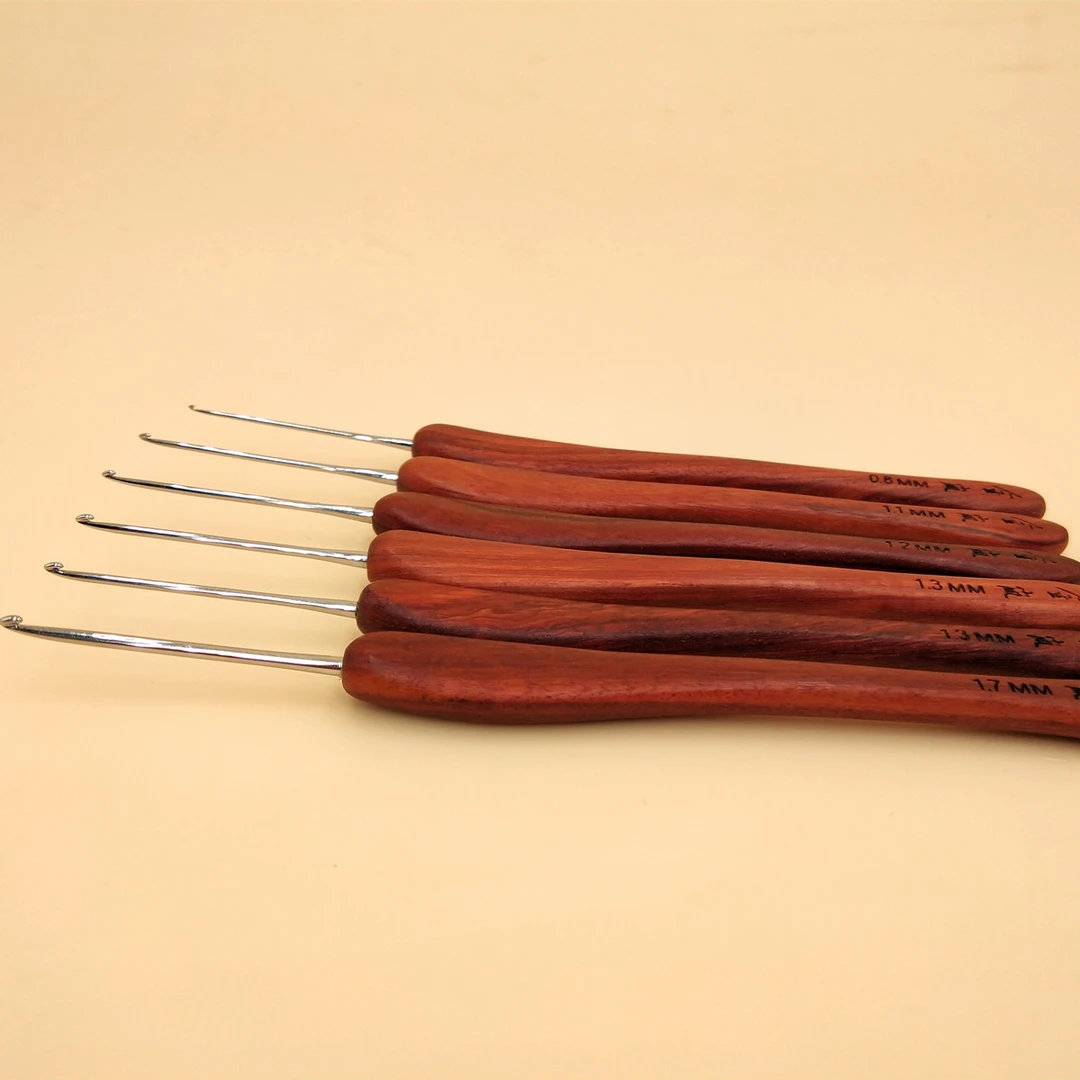 沪牌金岚钩针红檀木柄热卖款全套家用升级版微钩毛线毛衣防滑编织