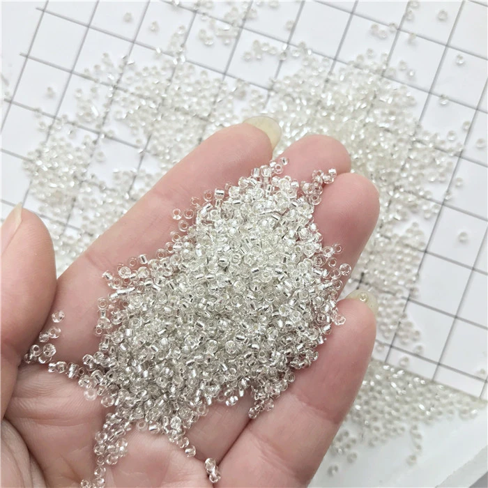 灌银透明色小米珠DIY手缝玻璃珠水晶串珠婚纱礼服裙钻饰配件2MM