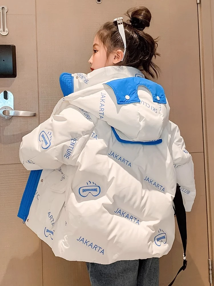 女童羽绒服冬装2023新款儿童洋气时髦冬季中大童白鸭绒长款厚外套