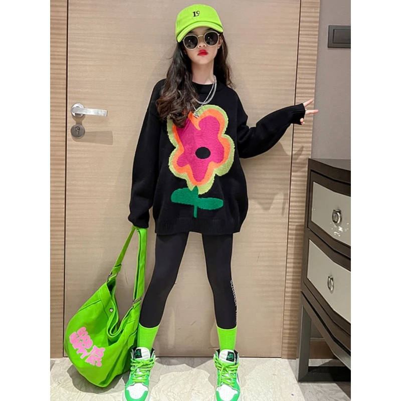 女童打底毛衣秋季新款洋气女大童中长款上衣秋冬装女孩针织衫秋装