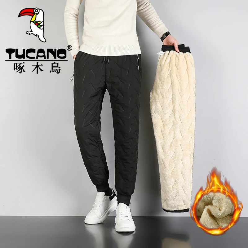 啄木鸟羊羔绒棉裤男大码宽松休闲裤加绒加厚运动裤防风保暖长裤子