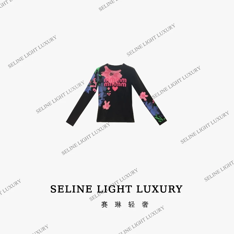 【24Q-031 】2024 SELINE 设计感上衣秋冬字母花朵打底时尚休闲上衣