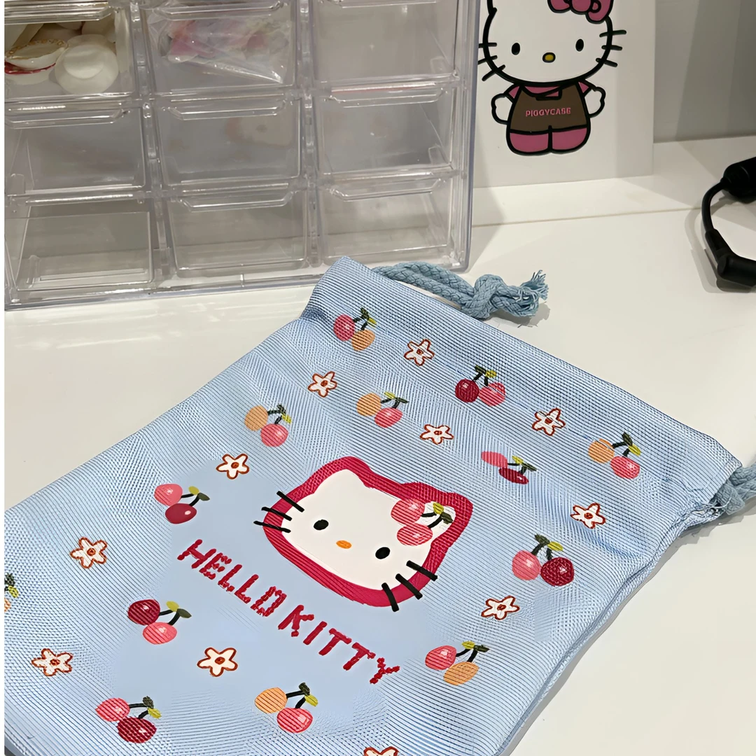 KT收纳束口袋baby蓝卡通可爱小布袋大容量化妆包便携零钱洗漱包