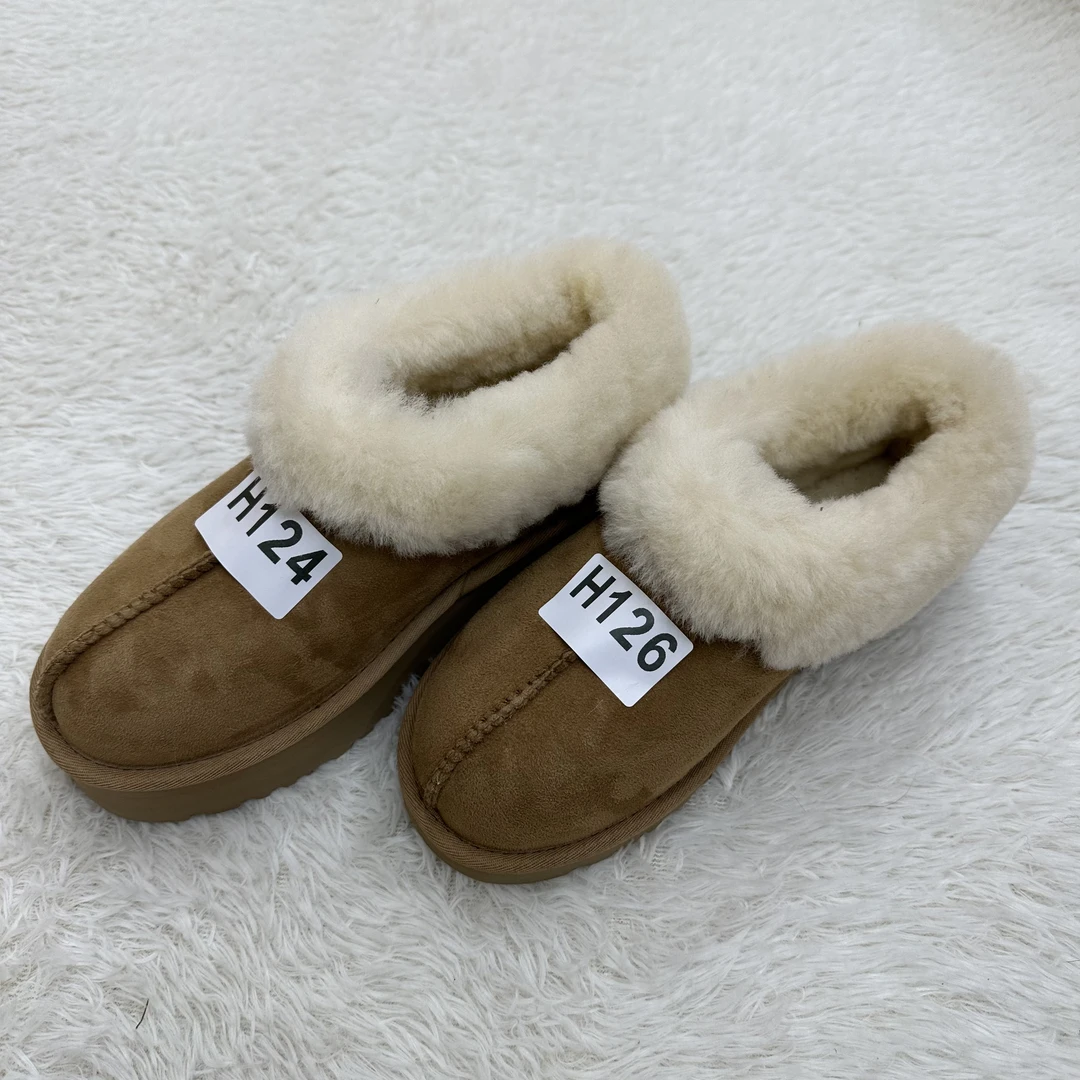 厚底塔茨特羊皮毛一体雪地靴女2023年冬新款加厚裸靴加绒大棉鞋