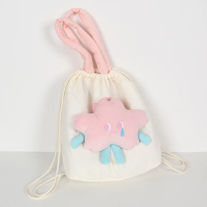 2024秋冬可爱大容量双肩包包女时尚星星单肩帆布包少女手提包潮牌