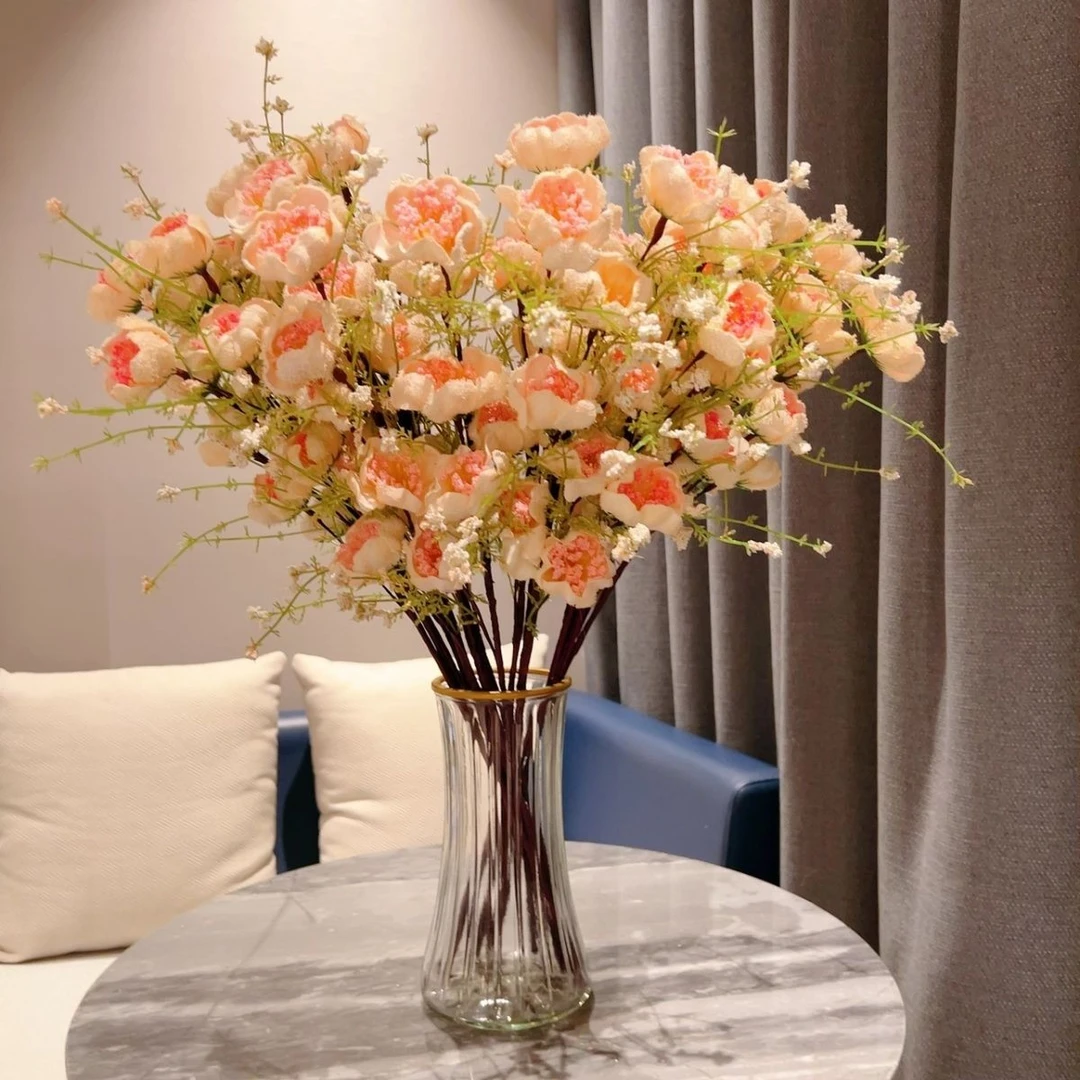 假花仿真花客厅摆设高档2024新款摆件网红粉蝶花干花花束餐桌摆花