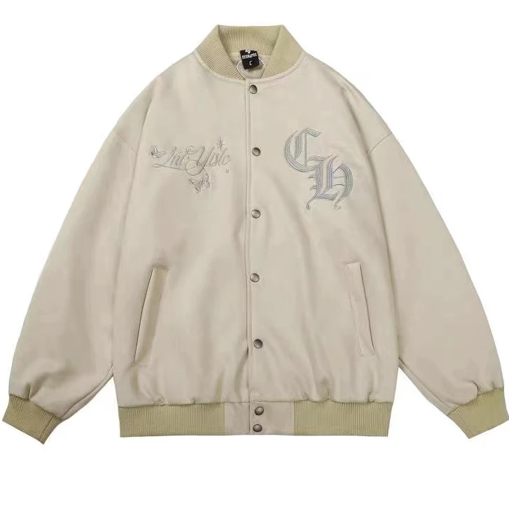 ZBJM两色“蝴蝶小字母”棒球服外套上衣（2464）