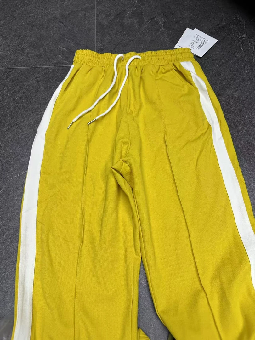 A16-2黄色“侧条纹”松紧腰直筒裤（20103）