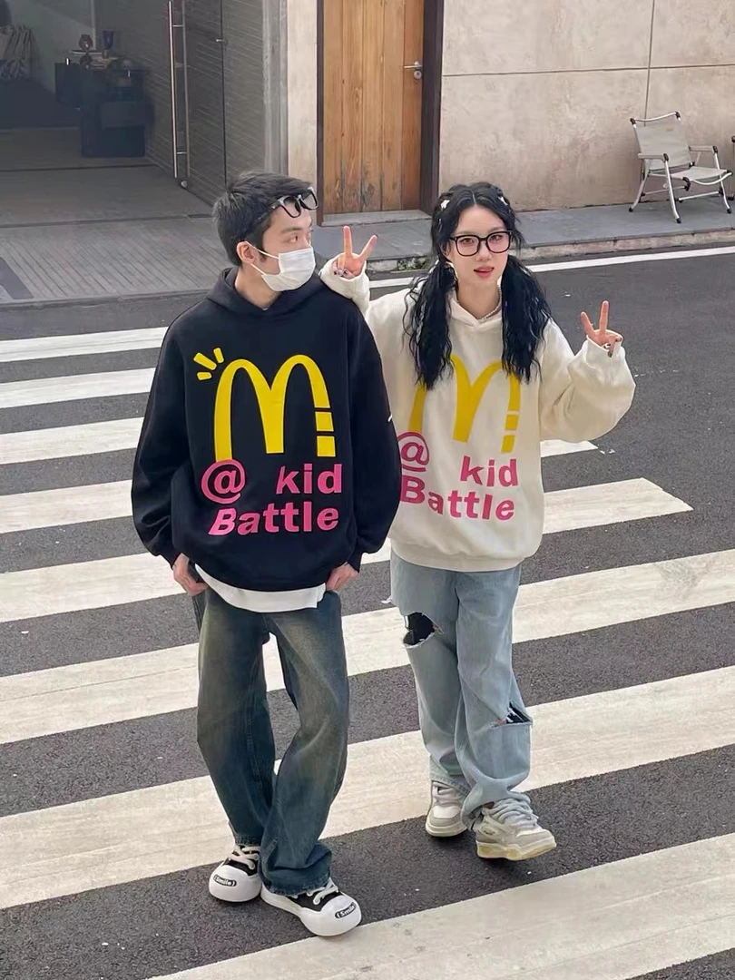 ZBJM两色“M字母”（不加绒）长袖连帽卫衣（52）