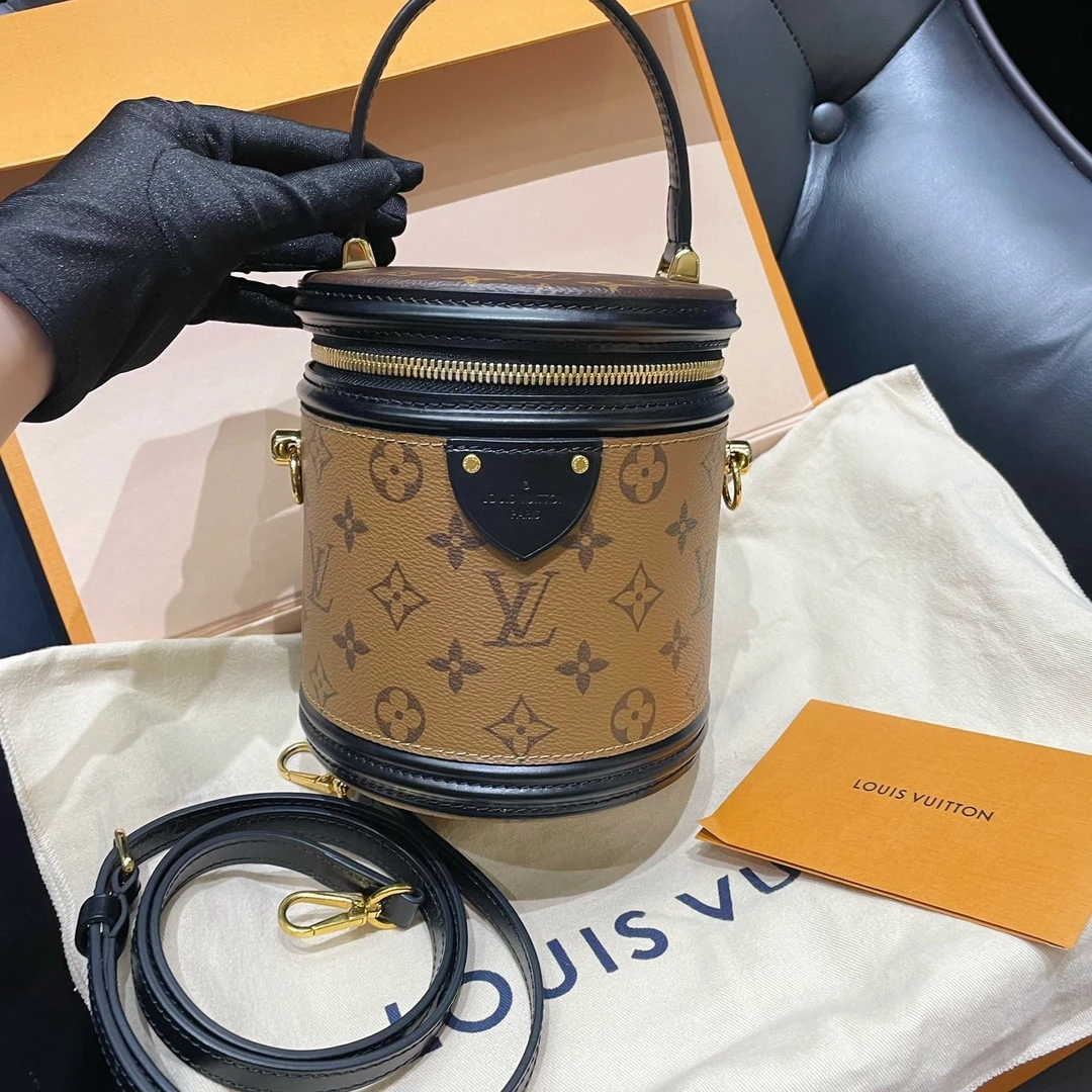 95新 LouisVuitton/路易威登 经典老花发财桶手提斜挎包 k