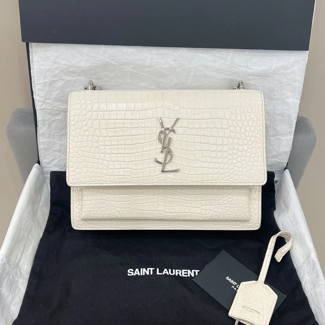 95新 YSL/圣罗兰 ysl sunset 圣罗兰奶/白银扣日落包/7QH36083