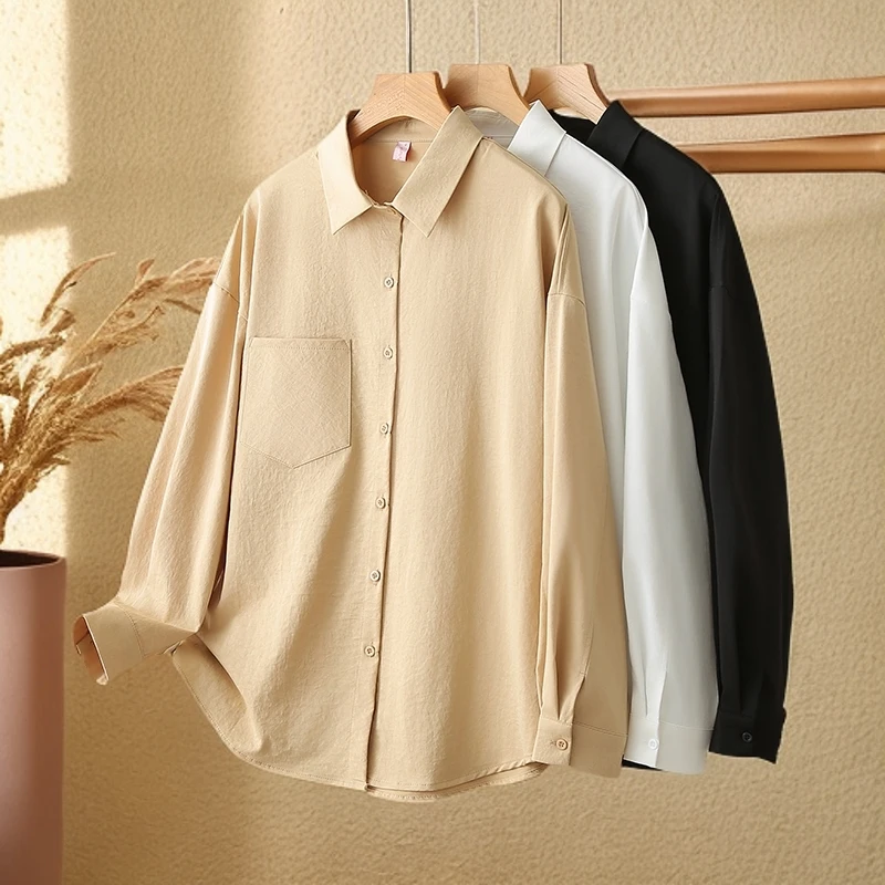 2025新款加大码白衬衫可外穿白色开衫宽松衬衣上衣长袖衬衫女款