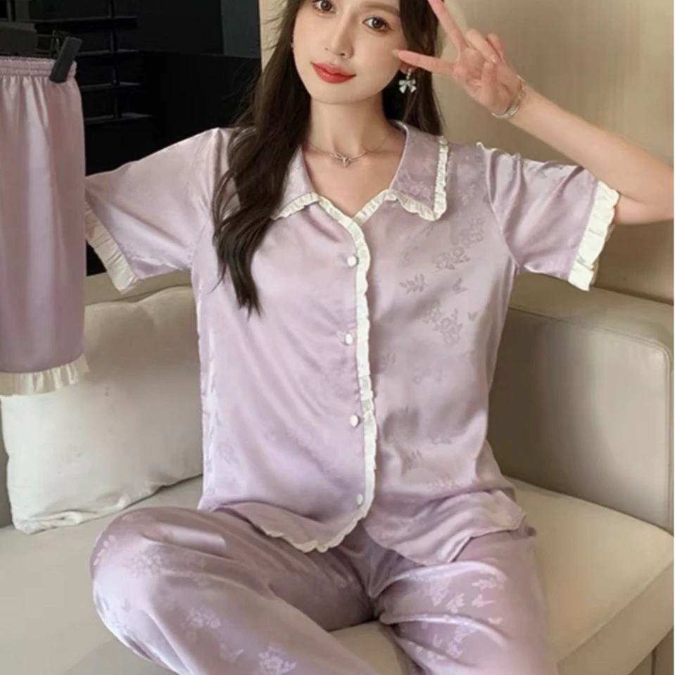 （心心）夏季新款韩版睡衣女款短袖套装