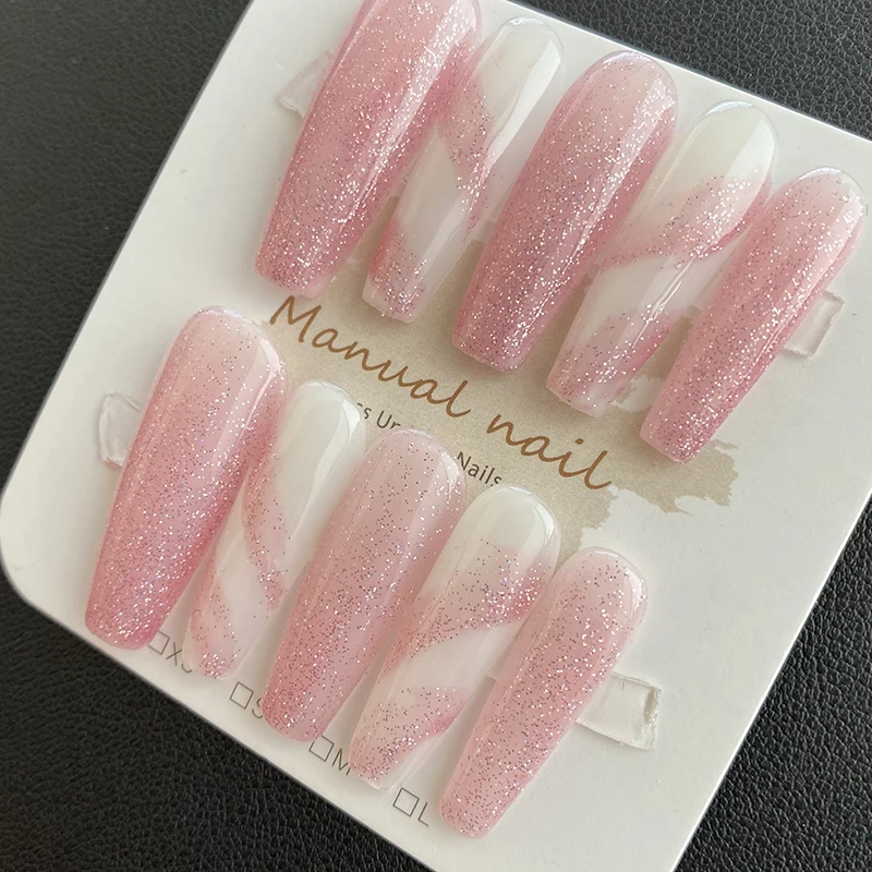 纯手工穿戴甲美甲贴片纯欲性感系假指甲【粉袖小妖精】指甲贴甲片