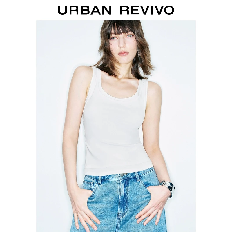 UR秋季新款女装时尚假两件层次感修身无袖背心UWJ440087