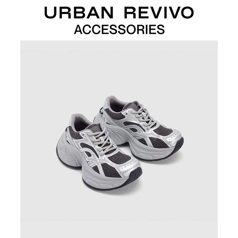 URBAN REVIVO2024秋冬新款女士撞色老爹厚底运动鞋UAWS40163